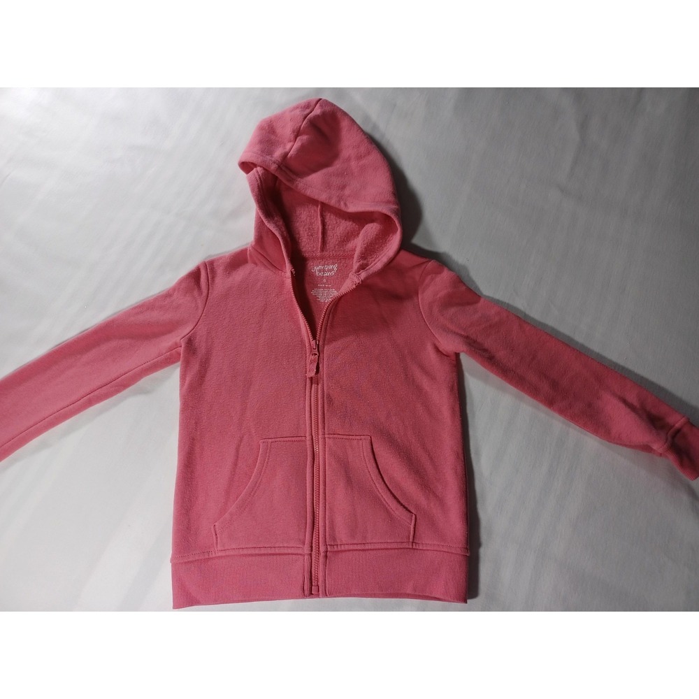 Jumping‎ Beans Hoodie Youth 6 Pink Full Zip Hooded Sweatshirt Fleece Pockets